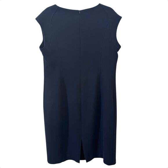Nina Mclemore Double Face 100% Wool Crepe Dress Navy Blue Size 14 - Picture 6 of 8